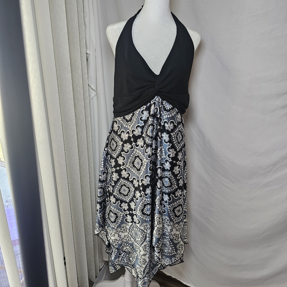 TORRID Black and White Patterned Halter Dress